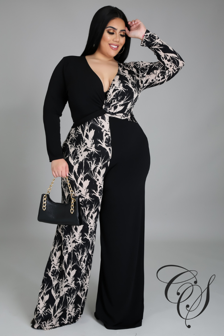 Andra Monochrome Abstract Jumpsuit