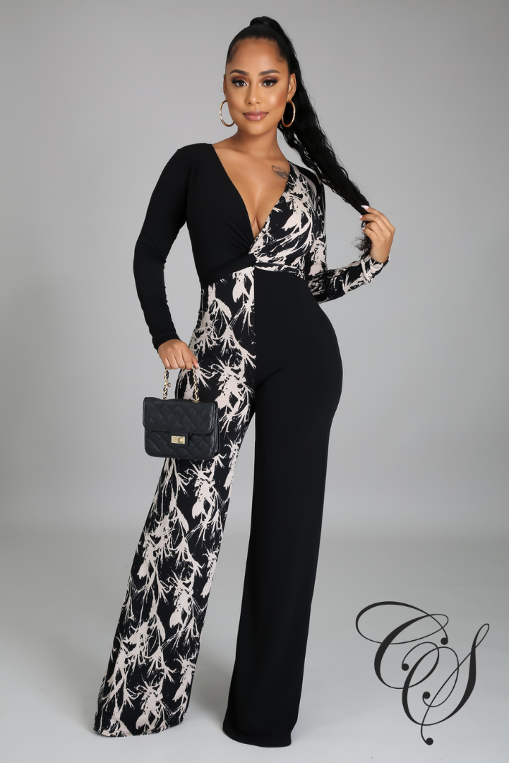 Andra Monochrome Abstract Jumpsuit