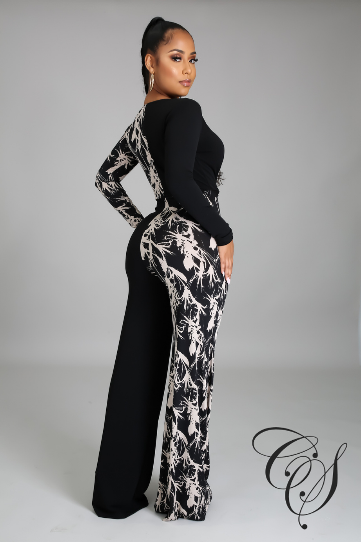 Andra Monochrome Abstract Jumpsuit
