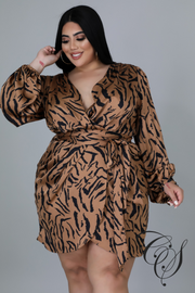 Annica Mocha Animal Print Wrap Dress