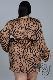 Annica Mocha Animal Print Wrap Dress