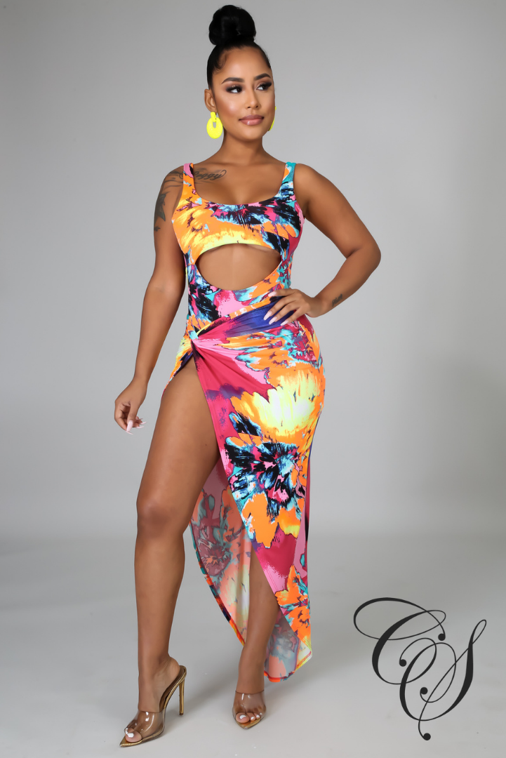 Antonia Abstract Print Cut Out Swim Set