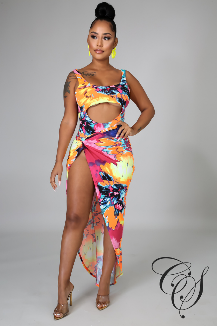 Antonia Abstract Print Cut Out Swim Set