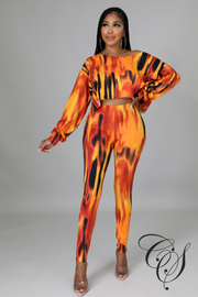 Arya Orange Tie Dye Crop Top & Legging Set