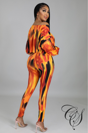 Arya Orange Tie Dye Crop Top & Legging Set