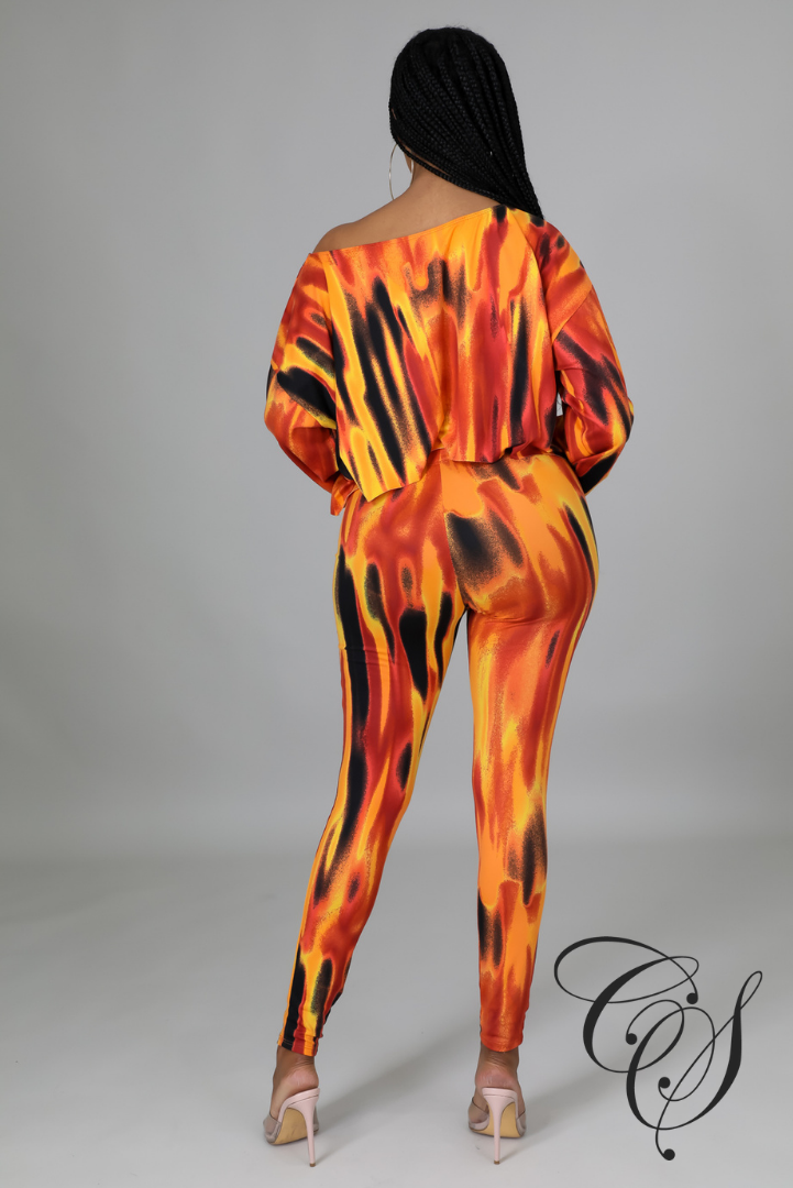 Arya Orange Tie Dye Crop Top & Legging Set