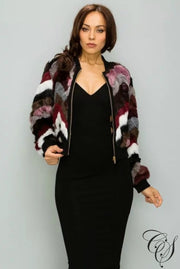 Ashlynn Multi Faux Fur Varsity Jacket, coat - Designs By Cece Symoné