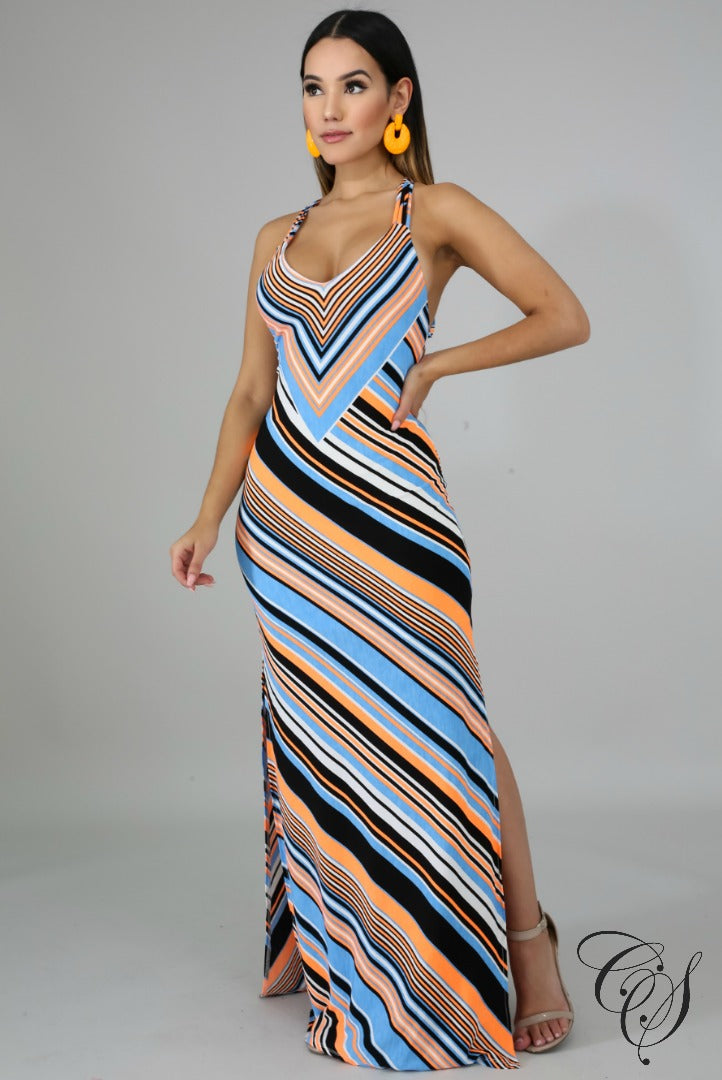 Athena Chevron Neon Maxi Dress, Dresses - Designs By Cece Symoné