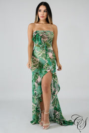 Averie Sheer Palms Maxi Dress, Dresses - Designs By Cece Symoné