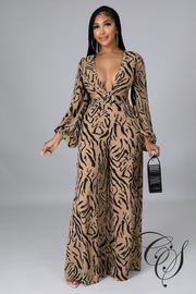 Bianca Zebra Print Balloon Sleeve Jumpsuit