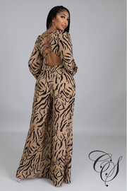 Bianca Zebra Print Balloon Sleeve Jumpsuit