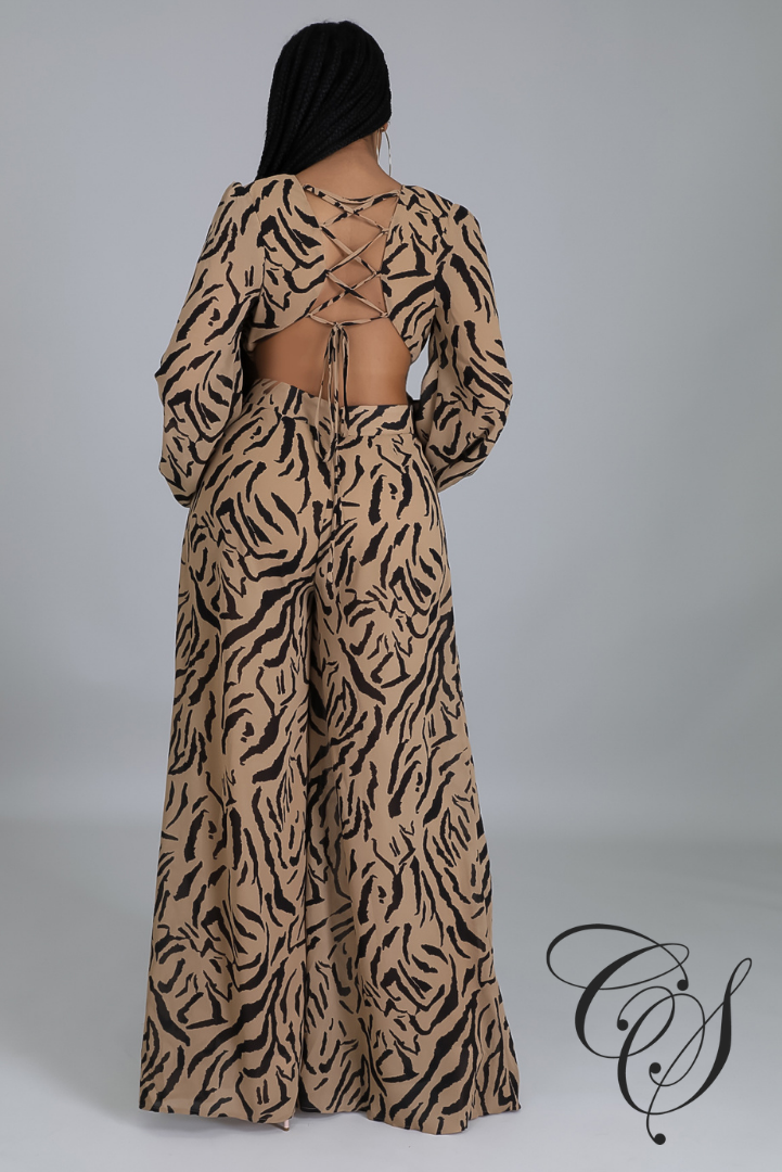 Bianca Zebra Print Balloon Sleeve Jumpsuit