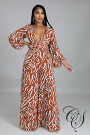 Bianca Zebra Print Balloon Sleeve Jumpsuit