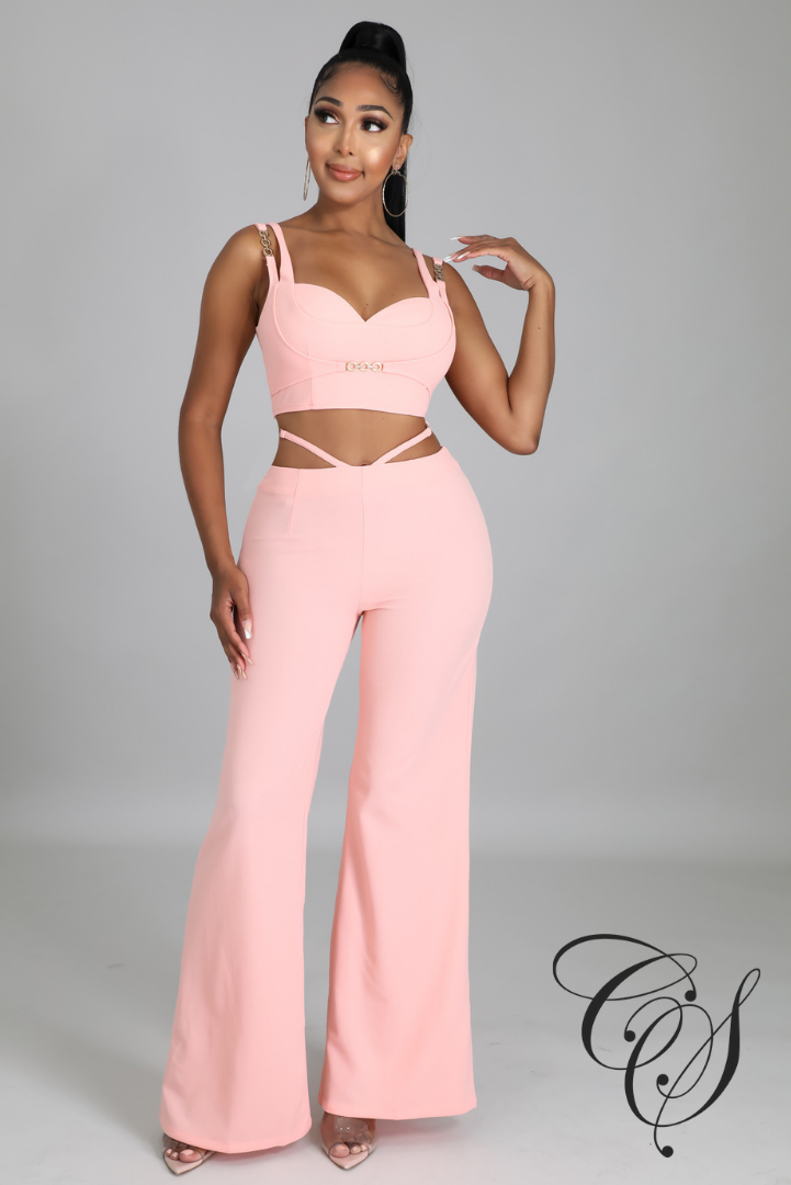 Blakely Crop Top with Side Cut Out Pant Set