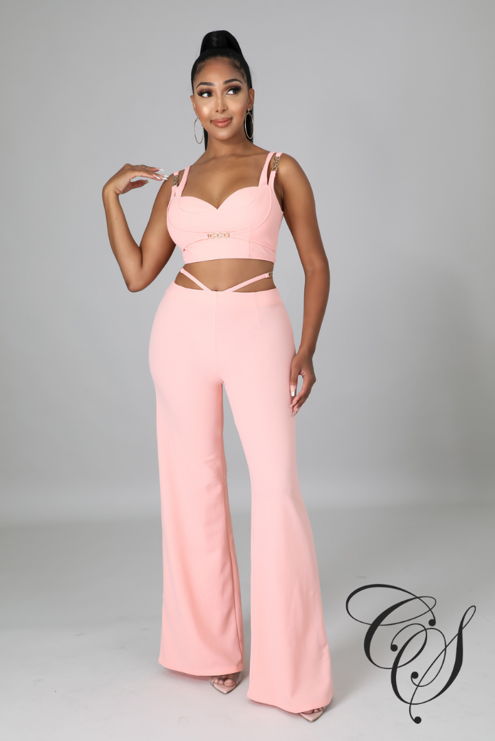 Blakely Crop Top with Side Cut Out Pant Set