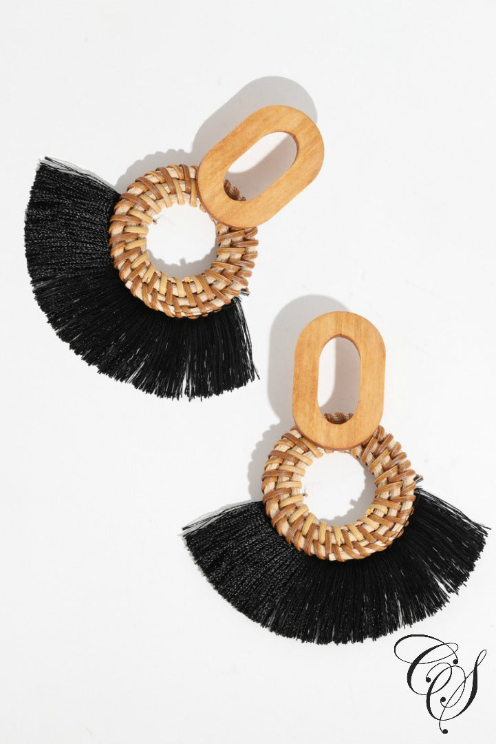 Braided Disc Drop Fringe Earrings, earrings - Designs By Cece Symoné