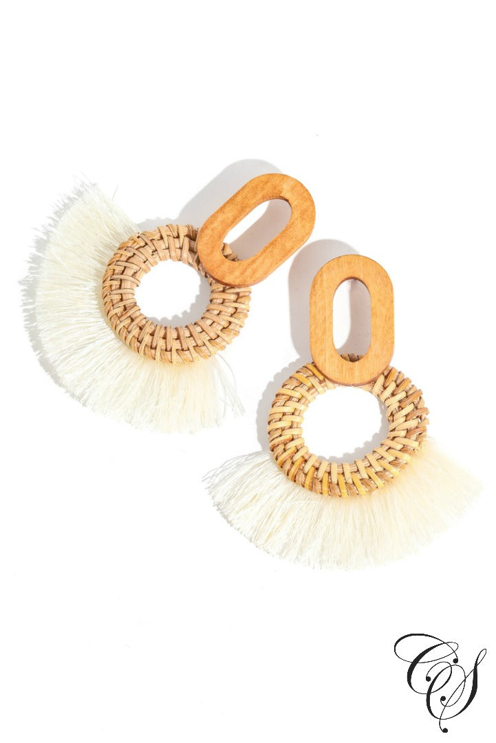 Braided Disc Drop Fringe Earrings, earrings - Designs By Cece Symoné