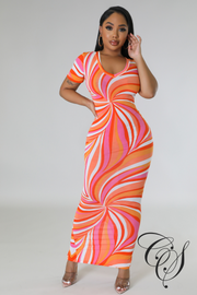 Brianna Swirl Print Bodycon Dress