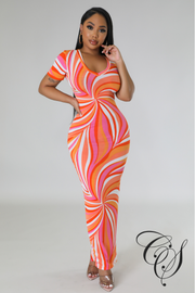 Brianna Swirl Print Bodycon Dress