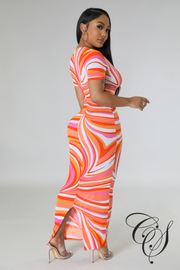 Brianna Swirl Print Bodycon Dress