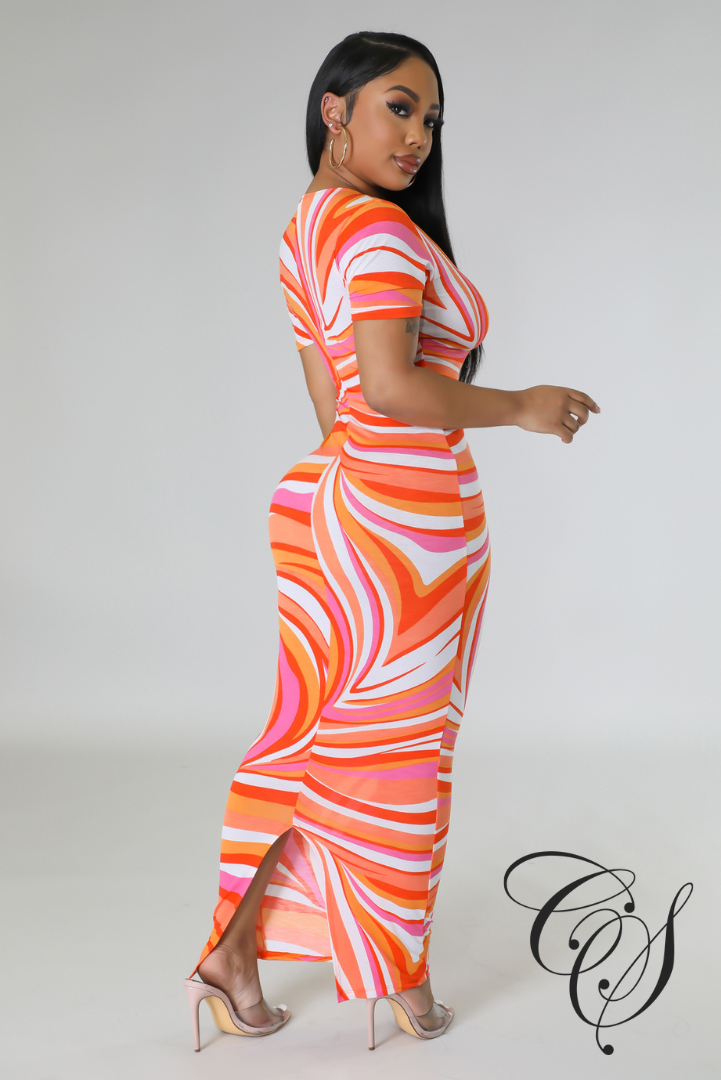 Brianna Swirl Print Bodycon Dress