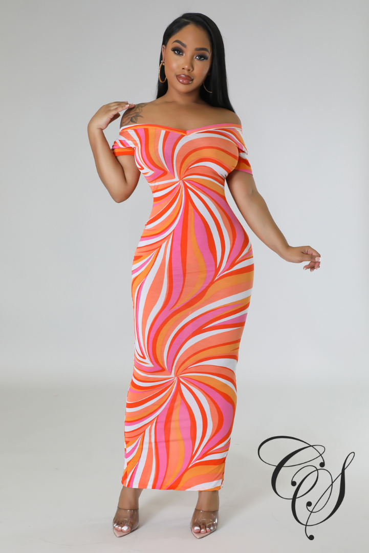 Brianna Swirl Print Bodycon Dress