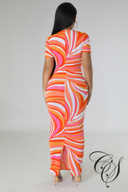 Brianna Swirl Print Bodycon Dress