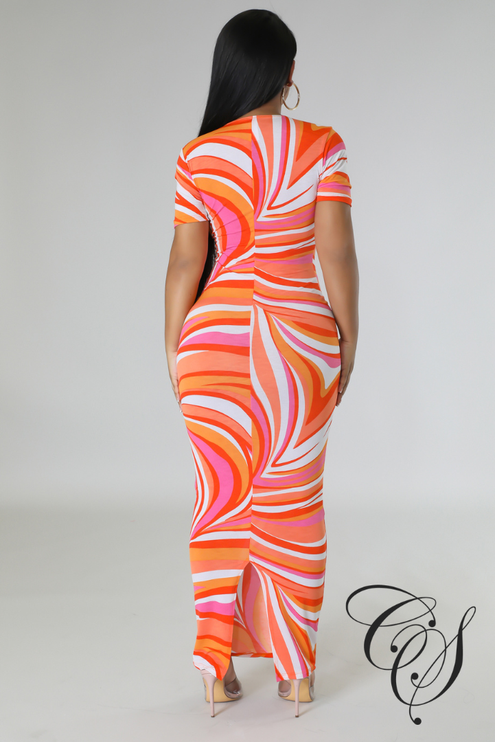 Brianna Swirl Print Bodycon Dress