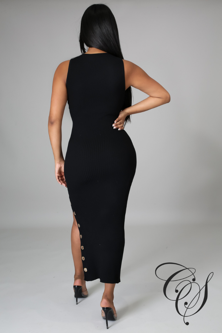 Brit Ribbed Knit Lace Up Midi Dress