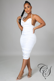 Brooke Strappy Satin Cowl Midi Dress