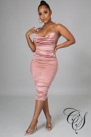 Brooke Strappy Satin Cowl Midi Dress
