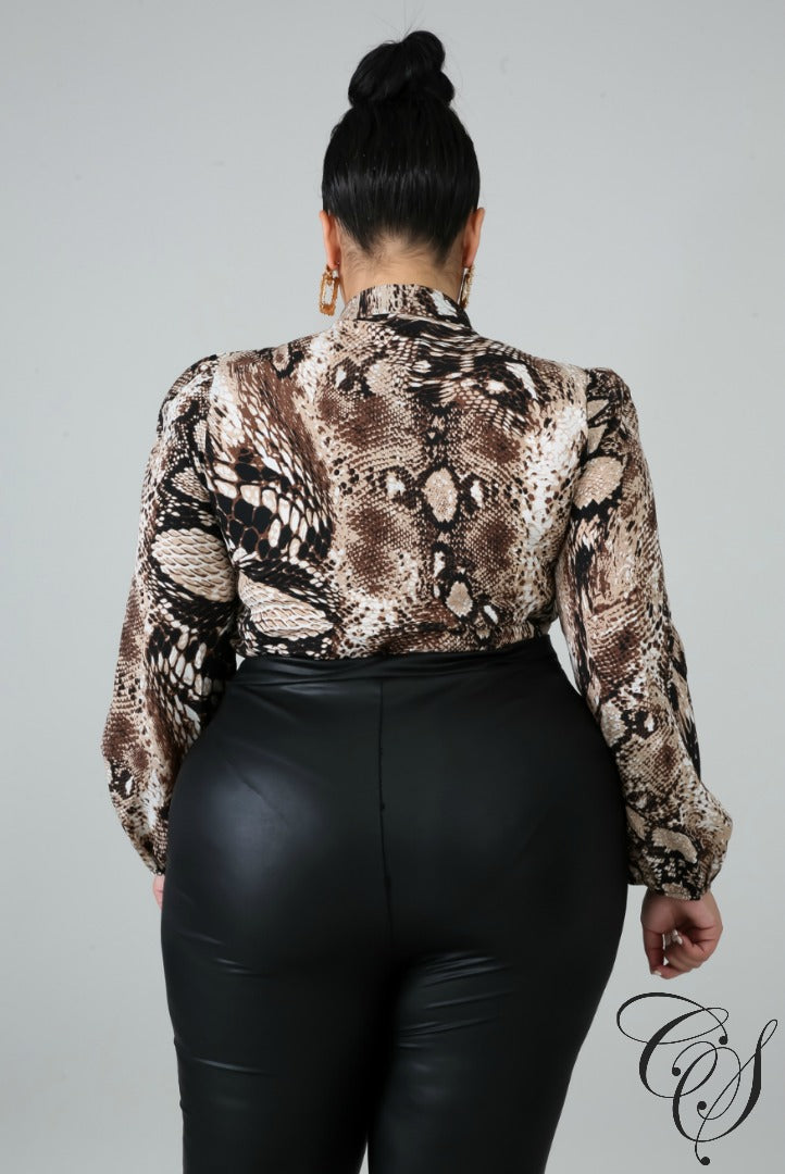 Brynlee Snakeskin Bodysuit, Bodysuit - Designs By Cece Symoné