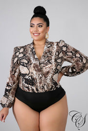 Brynlee Snakeskin Bodysuit, Bodysuit - Designs By Cece Symoné