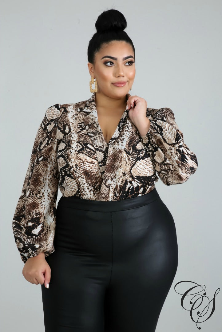 Brynlee Snakeskin Bodysuit, Bodysuit - Designs By Cece Symoné