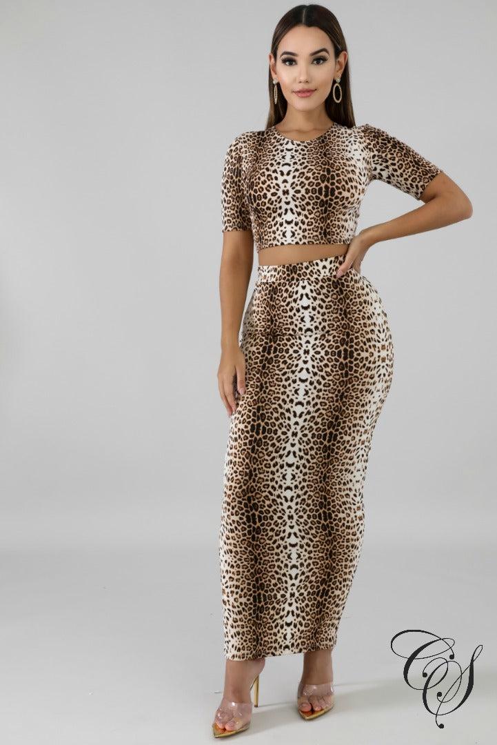 Camryn Leopard Skirt Set, Set - Designs By Cece Symoné