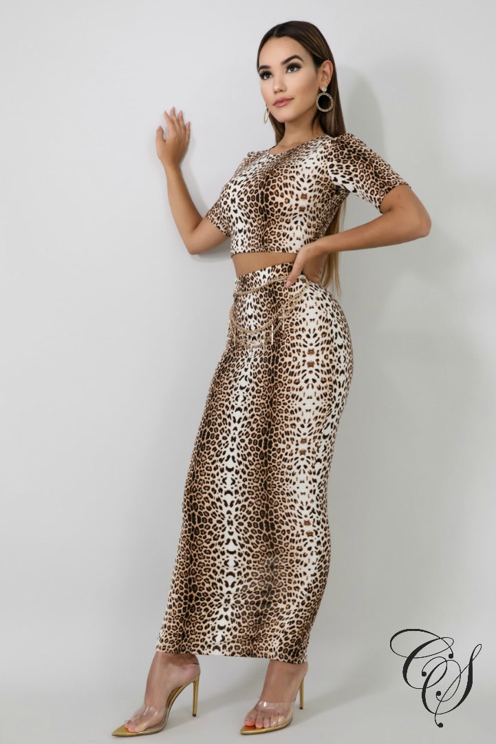 Camryn Leopard Skirt Set, Set - Designs By Cece Symoné