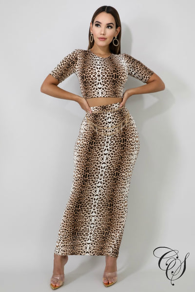 Camryn Leopard Skirt Set, Set - Designs By Cece Symoné