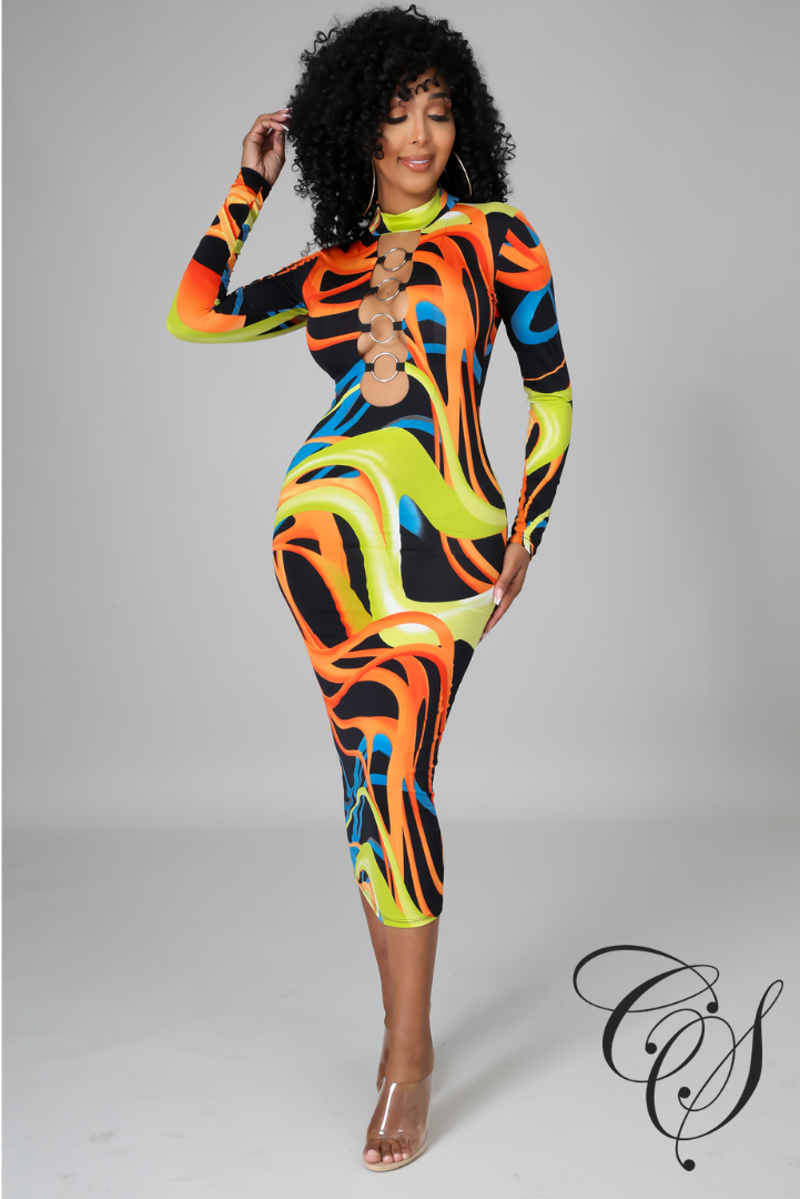 Carla Cut Out Metal Ring Bodycon Dress