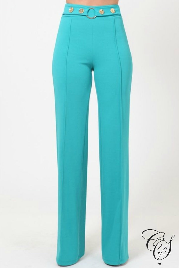 Carlee High Waist Pants With Button Detail, Pants - Designs By Cece Symoné