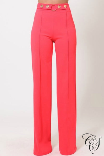 Carlee High Waist Pants With Button Detail, Pants - Designs By Cece Symoné