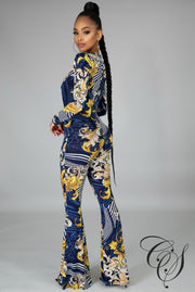 Carrie Filigree Deep V-Neck Jumpsuit