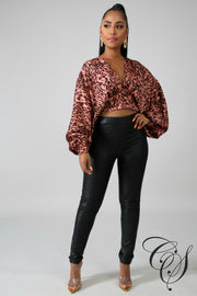 Casey Cheetah Kimono Crop Top, Top - Designs By Cece Symoné