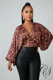 Casey Cheetah Kimono Crop Top, Top - Designs By Cece Symoné