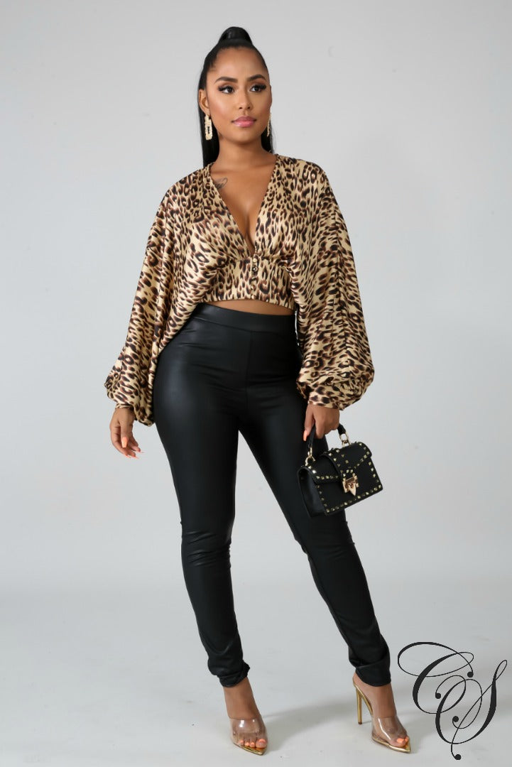 Casey Cheetah Kimono Crop Top, Top - Designs By Cece Symoné