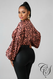 Casey Cheetah Kimono Crop Top, Top - Designs By Cece Symoné