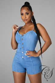 Cassia Denim Button Front Romper