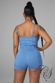 Cassia Denim Button Front Romper