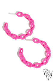 Chain Link Neon Hoop Earrings, earrings - Designs By Cece Symoné