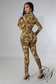 Challan Baroque Print Bodysuit Legging Set