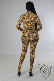 Challan Baroque Print Bodysuit Legging Set